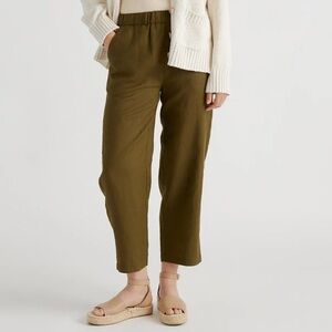 NWT Quince 100% European Linen Pants Size Large Martini Olive Green